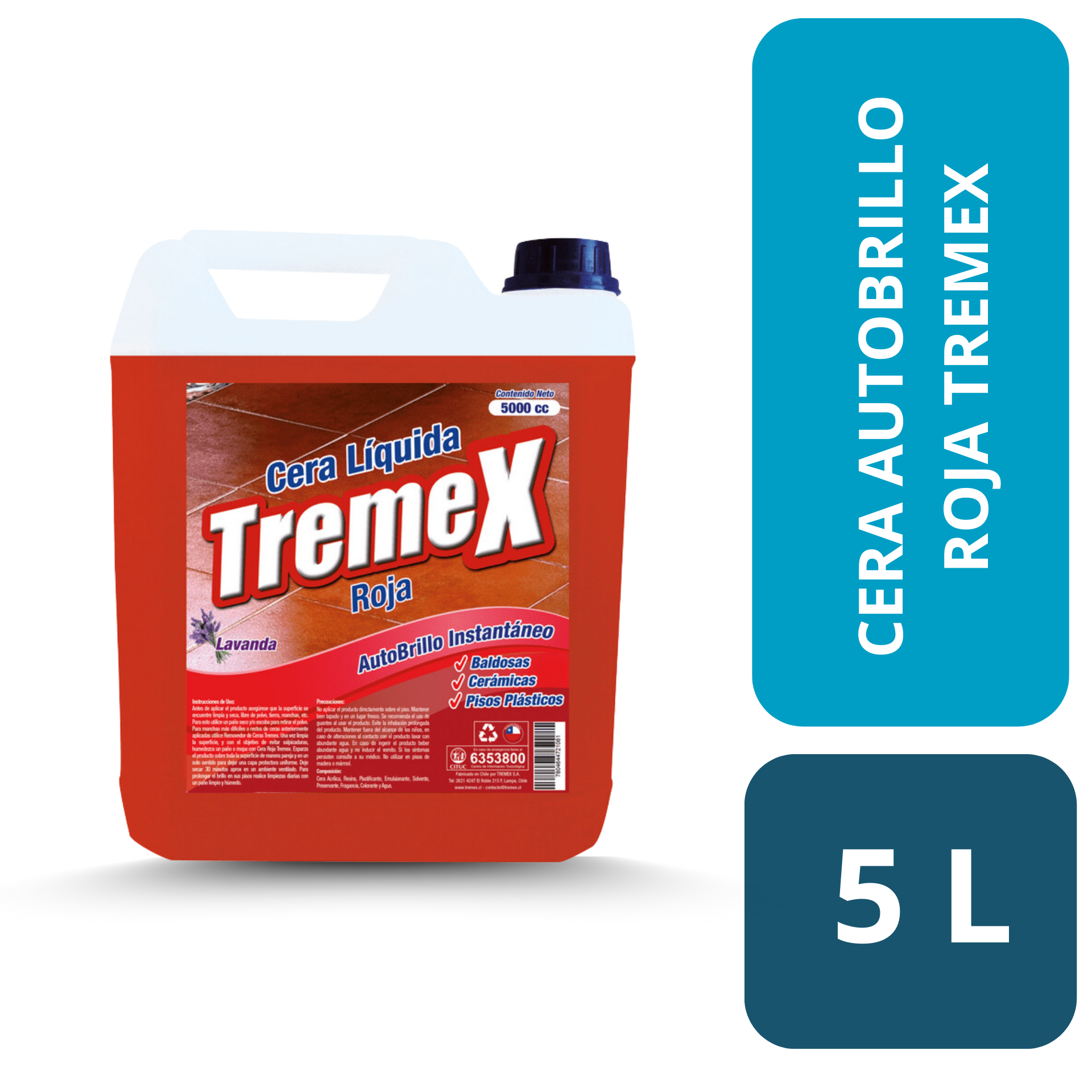 CERA AUTOBRILLO ROJA TREMEX 5 LT