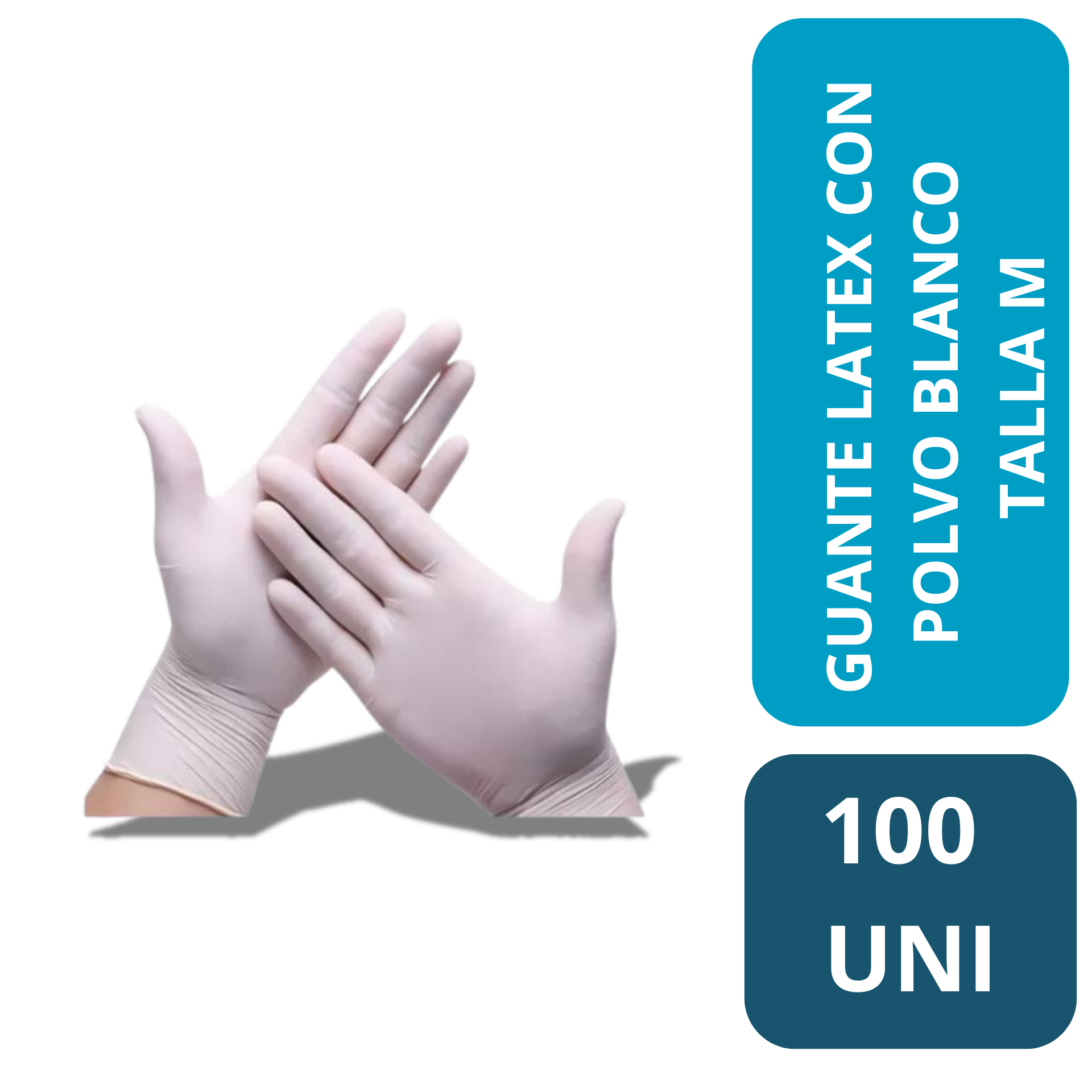 GUANTE LATEX C/POLVO BLANCO TALLA M 100 UNID