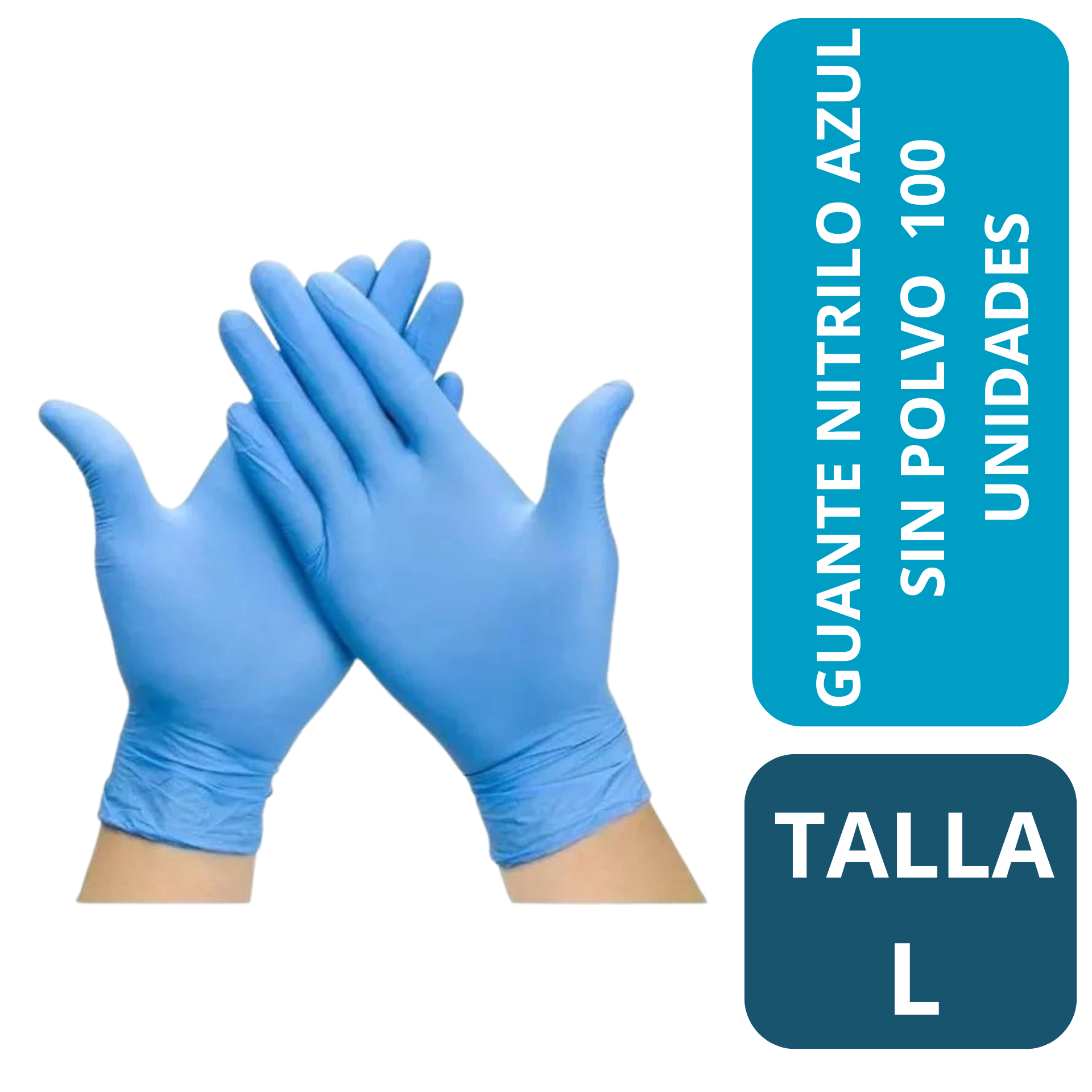 GUANTE NITRILO AZUL TALLA L 100 UNID S/POLVO