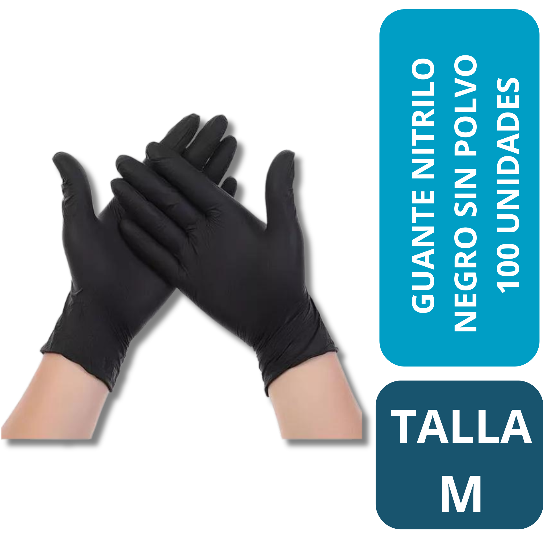 GUANTE NITRILO NEGRO TALLA M 100 UNID S/POLVO