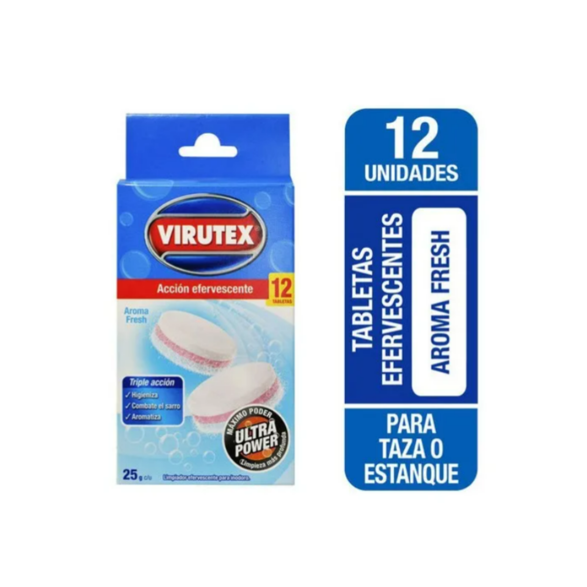 LIMPIADOR INODORO TAZA TABLETAS x 12 VIRUTEX
