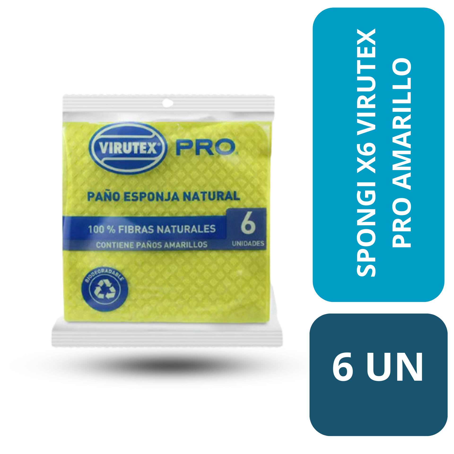 PAÑO ESPONJA COLOR AMARILLO x6 VIRUTEX PRO