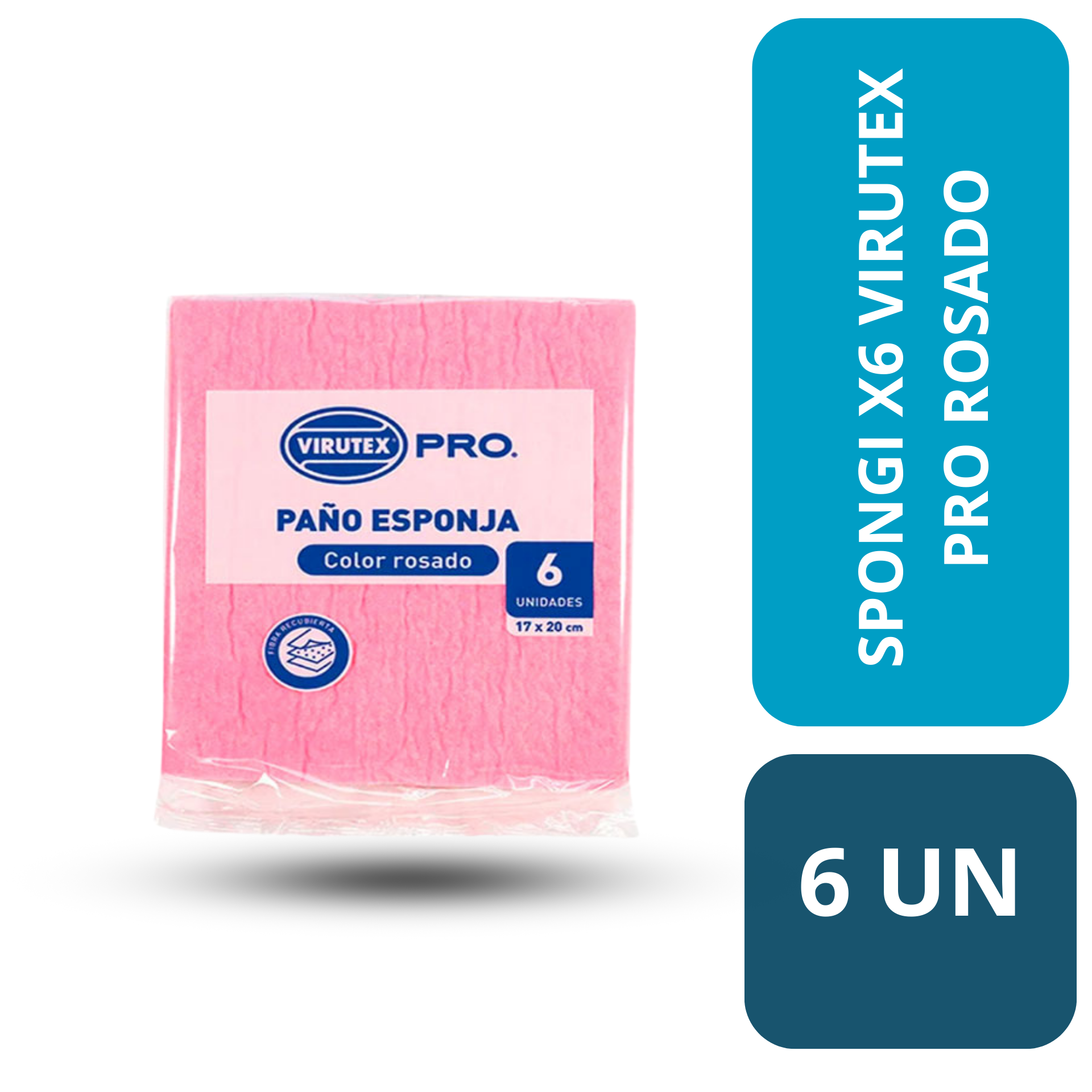 PAÑO ESPONJA COLOR ROSADO x6 VIRUTEX