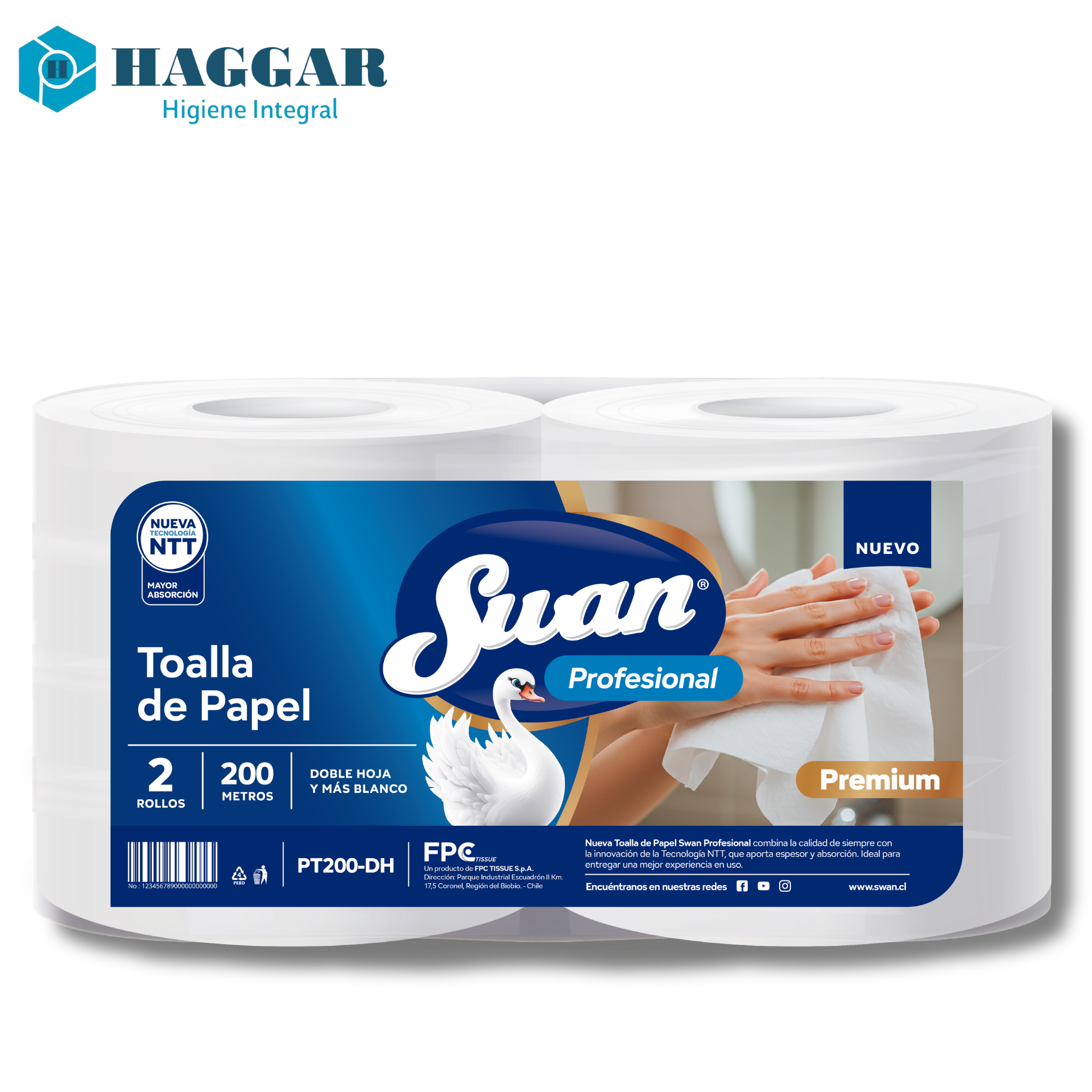 TOALLA SWAN PREMIUM D/H 2x200 MT