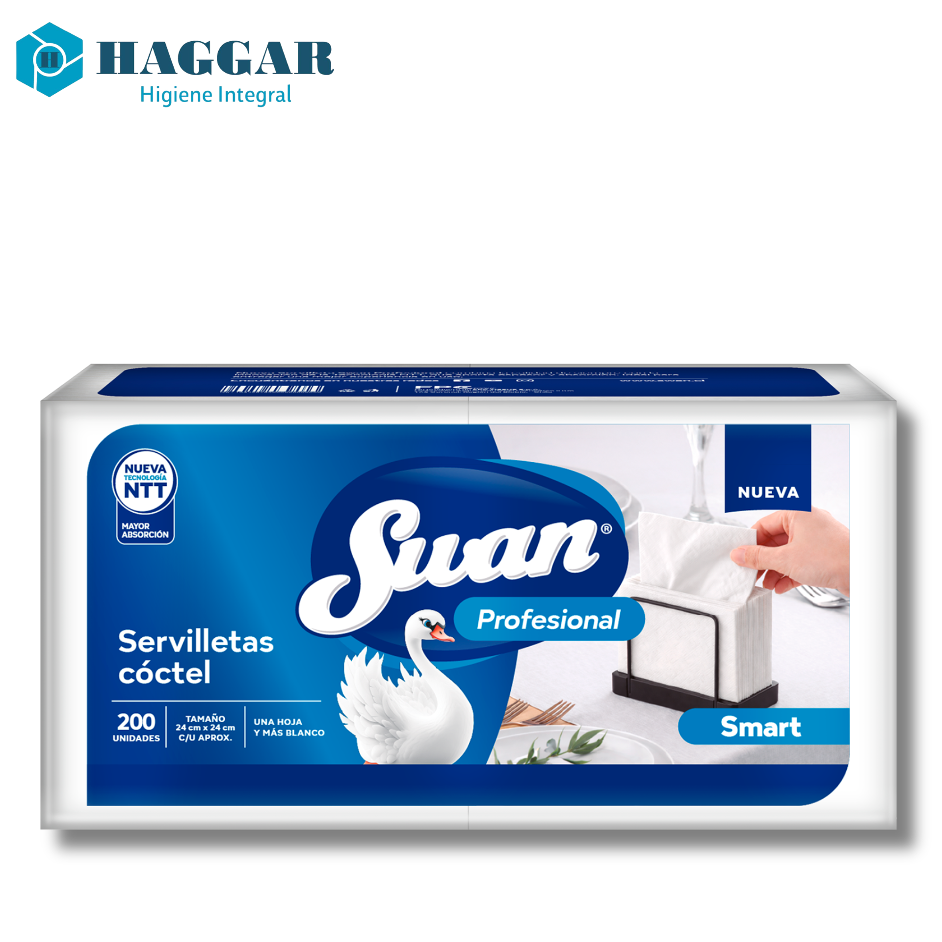 SERVILLETA COCKTAIL SWAN SMART H/S 24x200 (24x24)
