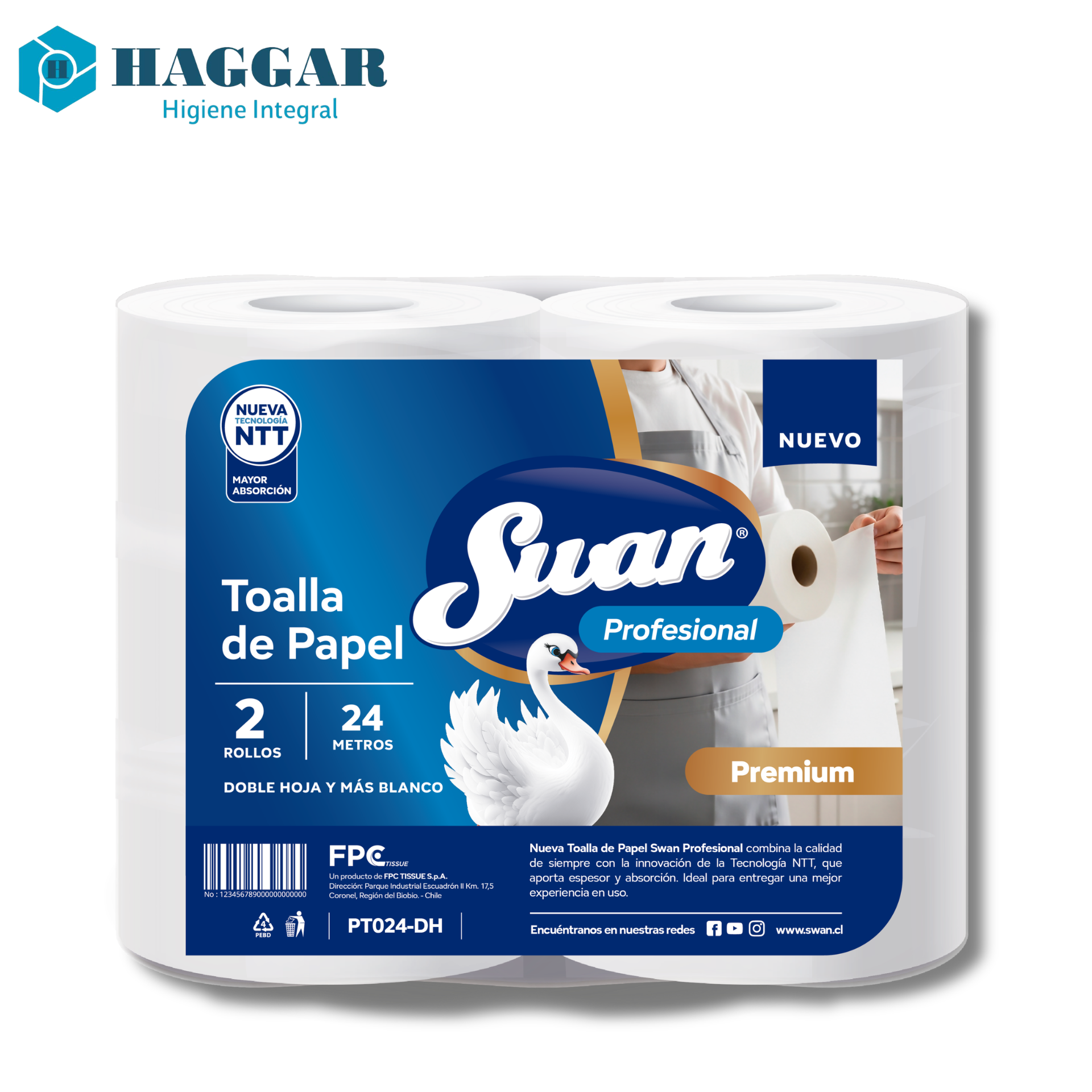 TOALLA SWAN SMART D/H 24 MT 16 ROLLOS