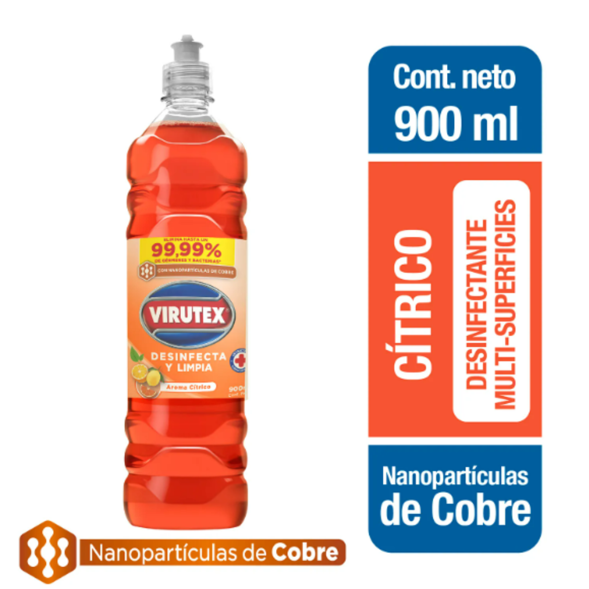 LIMPIA PISO DESINFECTANTE CITRICO 900 ML. VIRUTEX