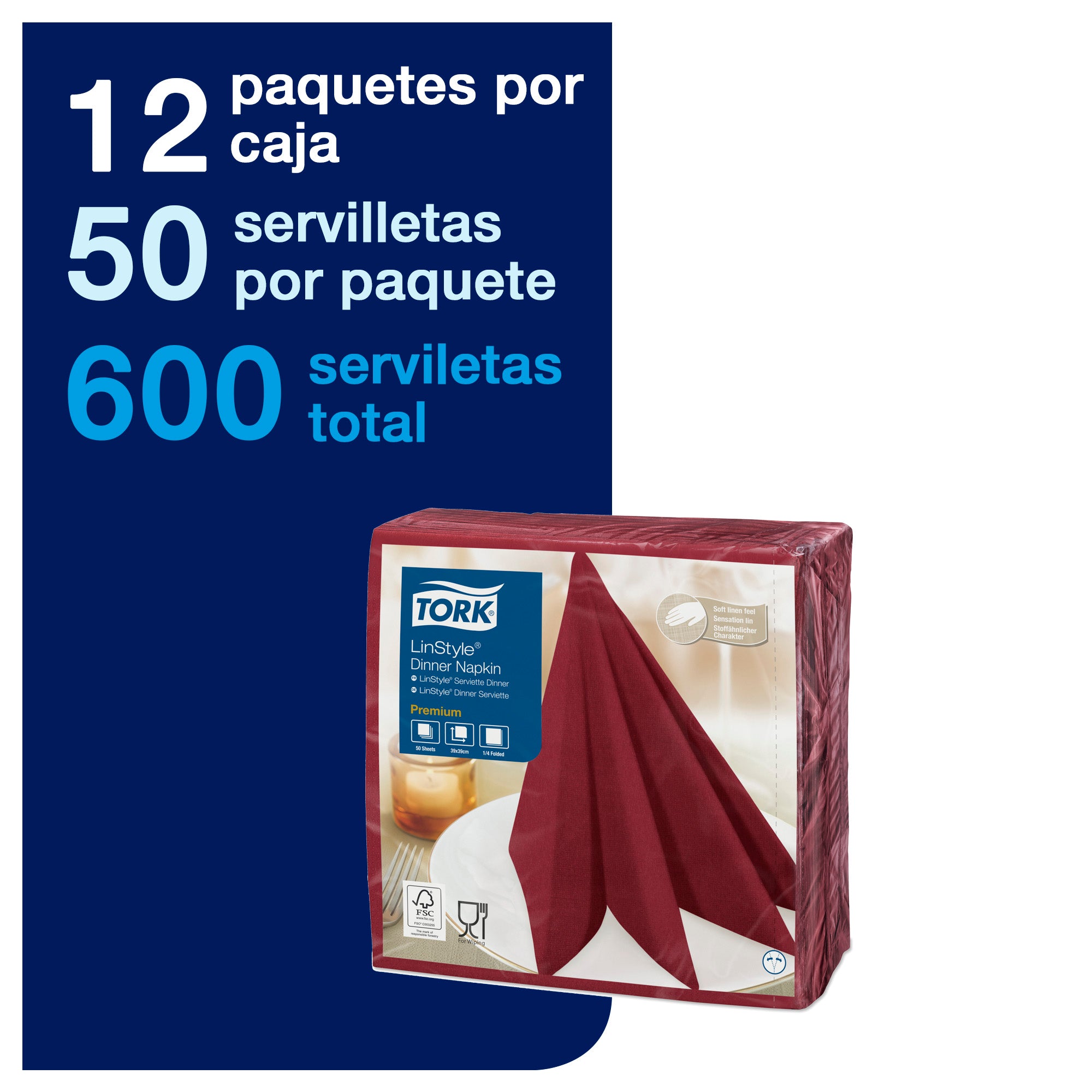 SERVILLETA TORK LINSTYLE BURDEO 12x50 (39x39)